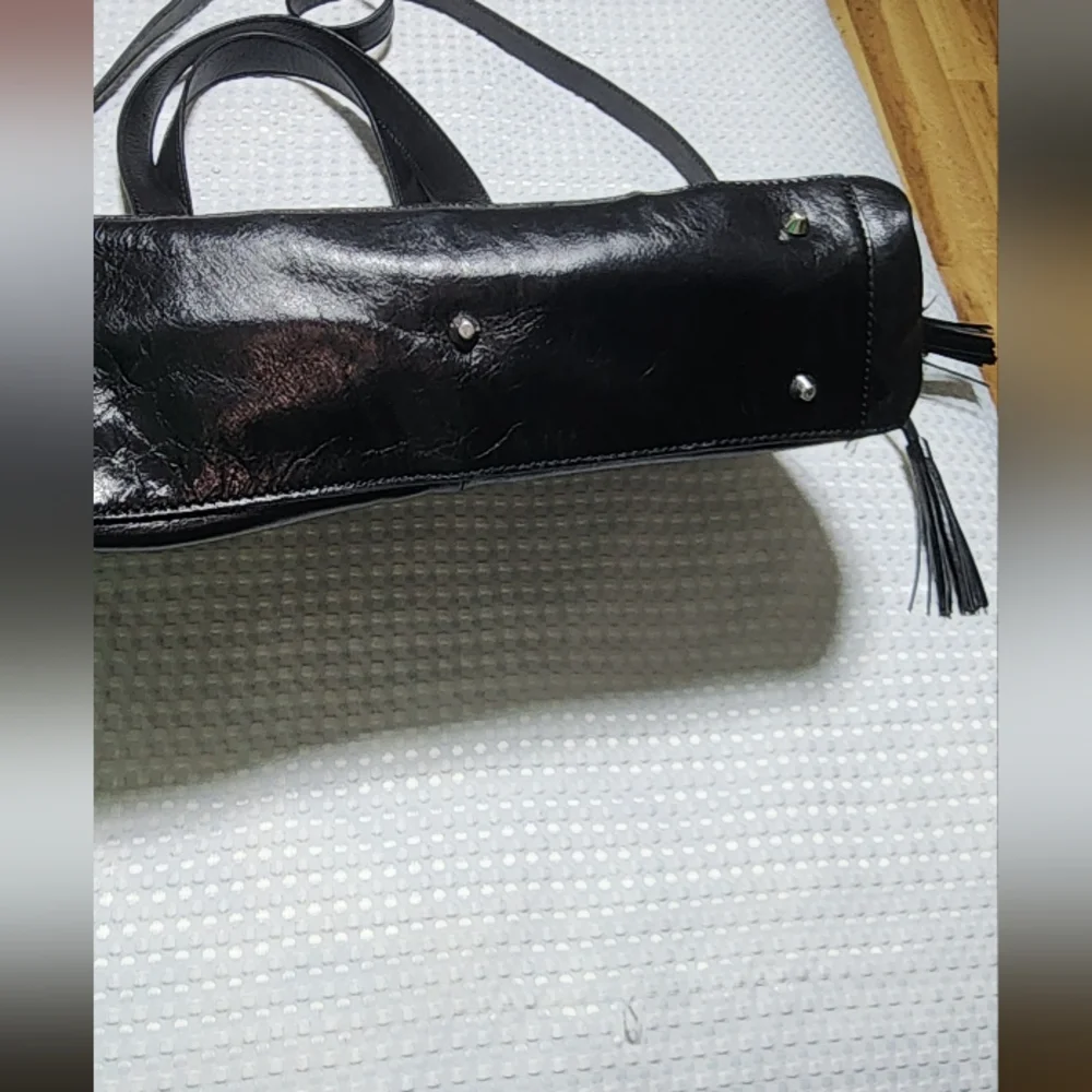 WILSON LEATHER EUC XL BLACK LEATHER BUSINESS TOTE WITH CROSSBODY STRAP